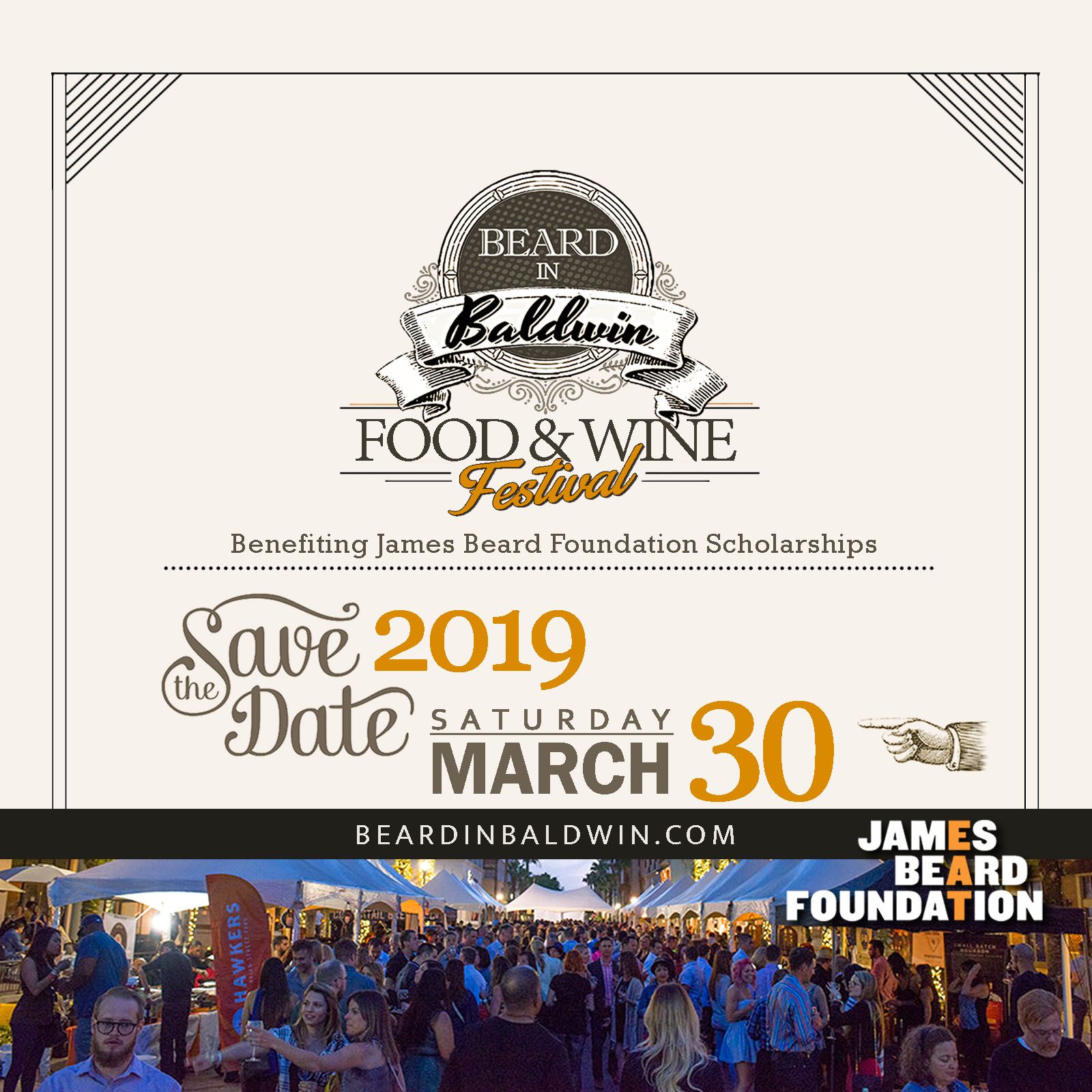 March 30, 2019 Annual Beard in Baldwin Food & Wine Festival poster