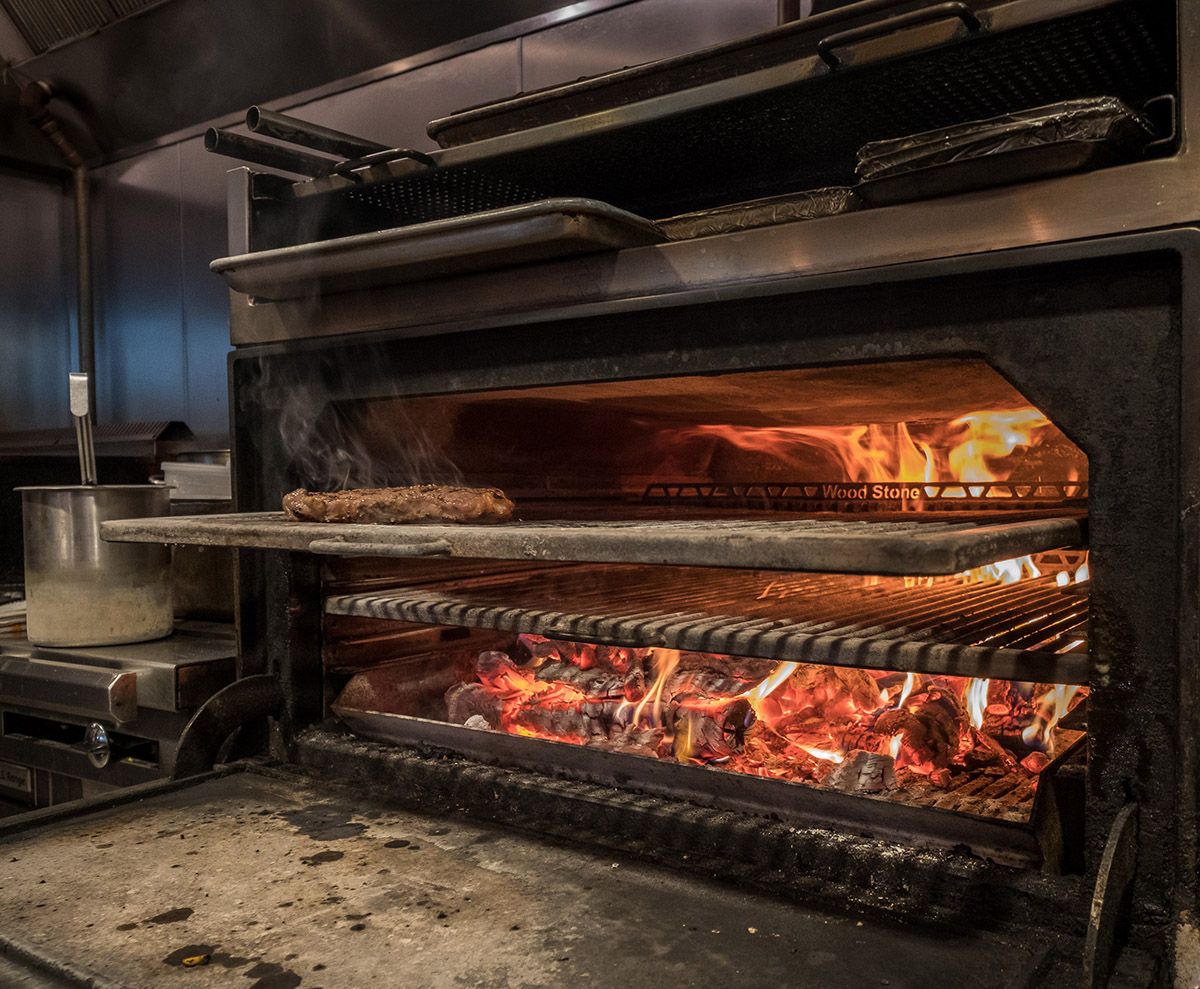 The wood burning Josper oven in the Osprey Tavern kitchen