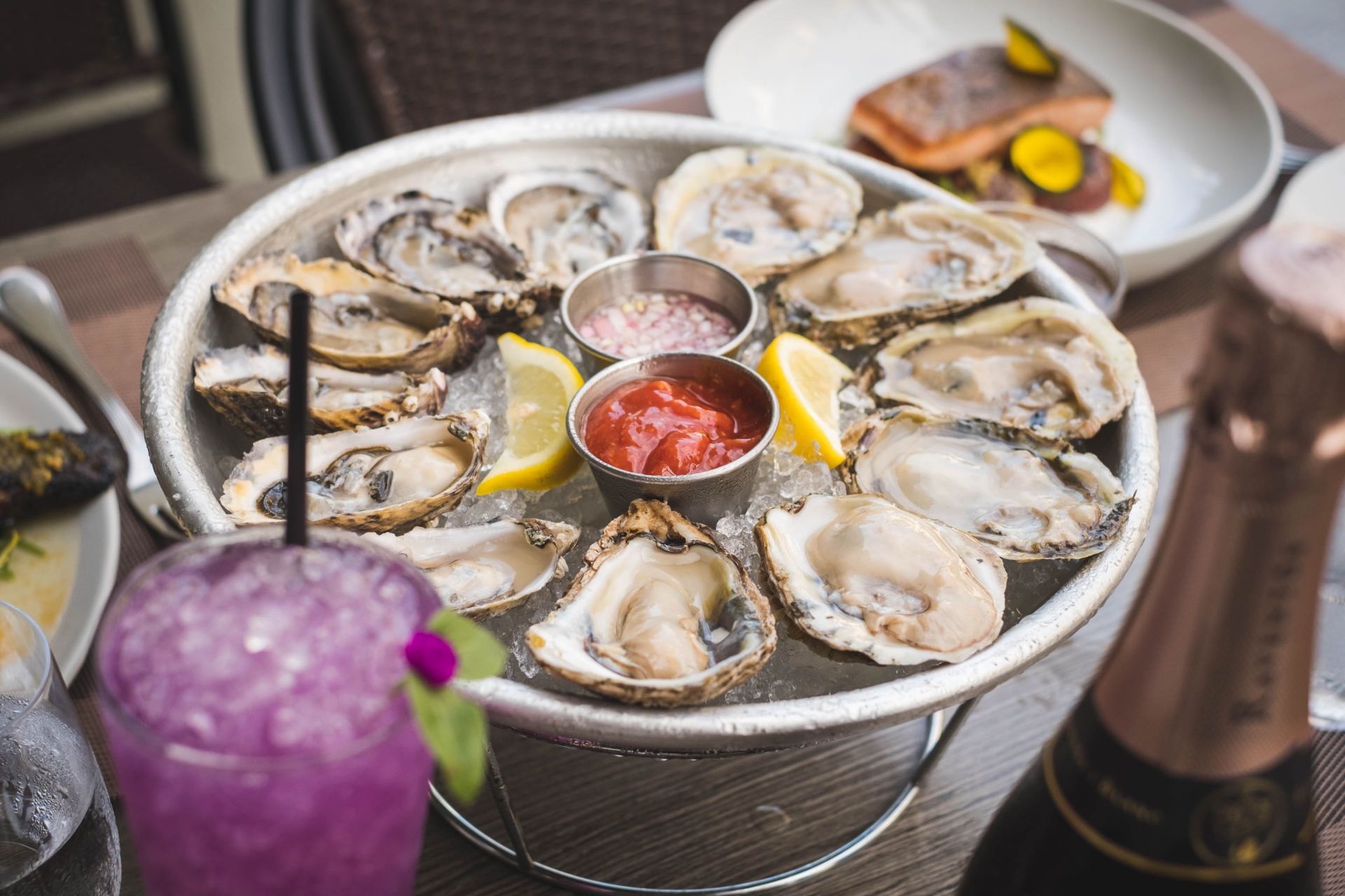 Freshly shucked oysters from the raw bar