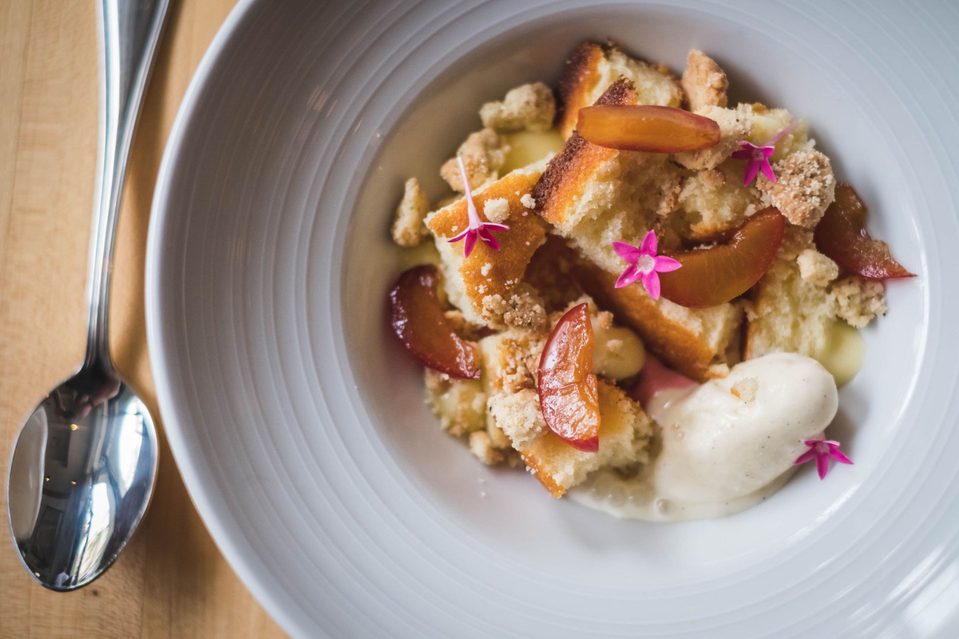 A seasonal plated dessert